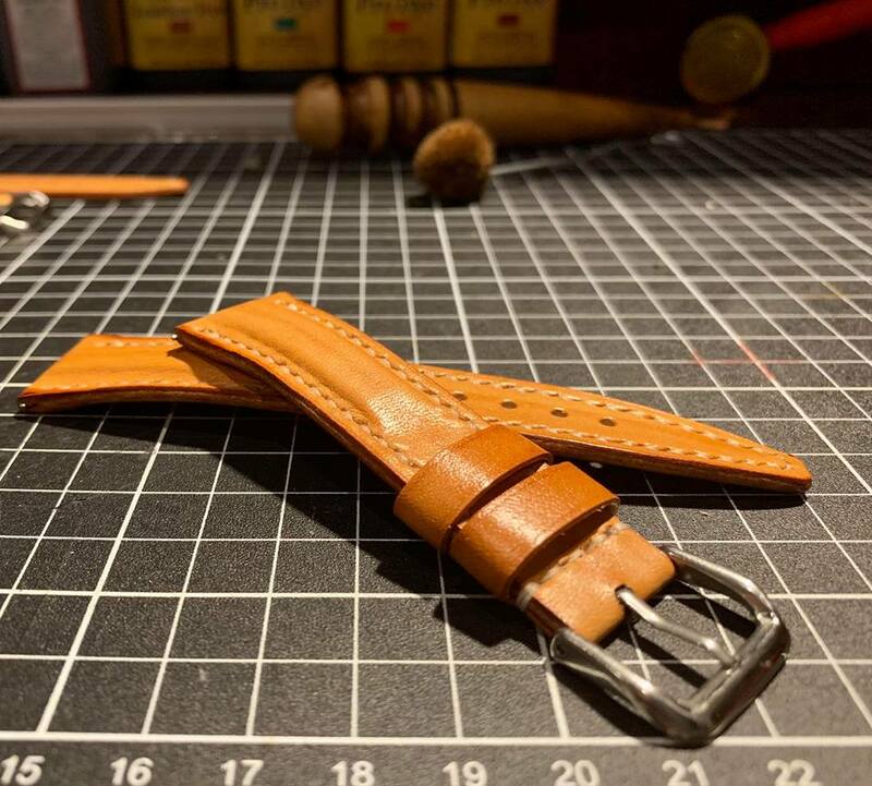 padded kangaroo vegetable tanned leather watch strap