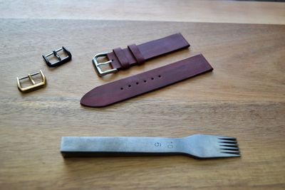 simple vegetable tanned leather watch strap made from kangaroo leather