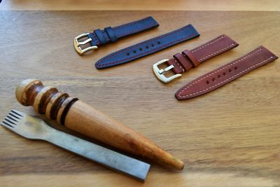 kangaroo leather stitched vegetable tanned watch straps