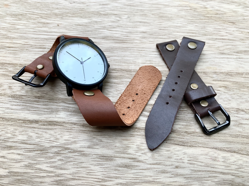 Riveted leather watch straps and bands 